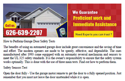 How to Perform Garage Door Safety Tests in Monterey Park